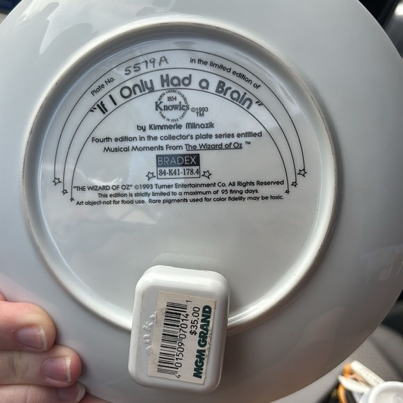 WIZARD OF OZ 1993 MUSICAL BRADEX COLLECTORS PLATE "IF I ONLY HAD A BRAIN" works! - Picture 3 of 5